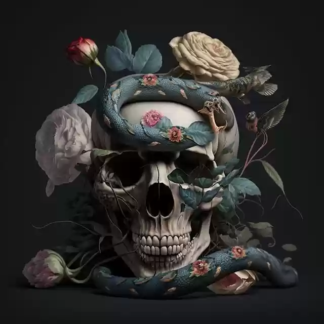 Free download caravel skull flowers roses snake free picture to be edited with GIMP free online image editor