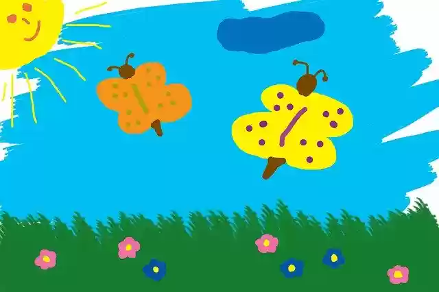 Free download Children Drawing Butterflies -  free illustration to be edited with GIMP free online image editor