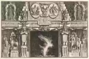 Free download Chimneypiece in the Egyptian style: Groups of three female nudes at the base of each jamb, surmounted by larger kneeling figures), from Diverse Maniere dadornare i cammini ed ogni altra parte degli edifizi...(Different Ways of ornamenting chimneypieces and all other parts of houses) free photo or picture to be edited with GIMP online image editor