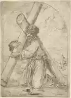 Free download Christ Kneeling, Carrying the Cross free photo or picture to be edited with GIMP online image editor