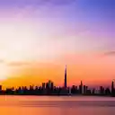 city bathed in the enchanting colors of sunset  screen for extension Chrome web store in OffiDocs Chromium