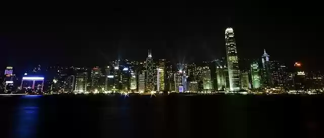 Free download city lights night water skyline free picture to be edited with GIMP free online image editor