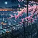 City Night with Cherry Blossoms and Moonlight  screen for extension Chrome web store in OffiDocs Chromium