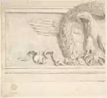 Free download Classical Molding with Human Head, Leaves, Vines and Empty Roundels (recto); Detail of Classical Molding with Eagle In front of a Wreath with Ribbon Below (verso) free photo or picture to be edited with GIMP online image editor