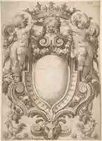 Free download Coat of Arms (blank) with Two Putti Holding a Crown free photo or picture to be edited with GIMP online image editor