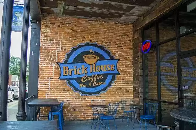 Free download Coffee Shop Cafe Brick House -  free free photo or picture to be edited with GIMP online image editor