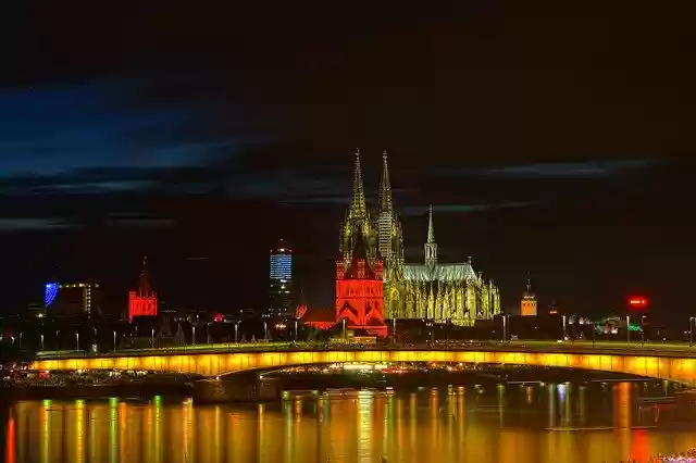 Free download Cologne Dom Night Photograph -  free photo or picture to be edited with GIMP online image editor