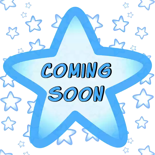 Free download Coming Soon Blue Stars Sign -  free illustration to be edited with GIMP free online image editor