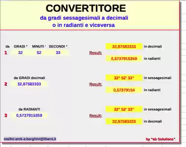دانلود رایگان Convertitore da gradi sessagesimali a decimali template DOC, XLS یا PPT رایگان برای ویرایش با LibreOffice آنلاین یا OpenOffice Desktop آنلاین