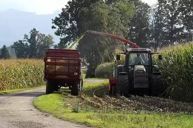 Free download Corn Harvest Tractor Agriculture -  free photo or picture to be edited with GIMP online image editor