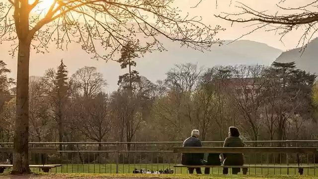 Free download couple bench old people dry trees free picture to be edited with GIMP free online image editor