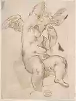 Free download Cupid Seated on a Cloud and Holding a Palm (?) free photo or picture to be edited with GIMP online image editor