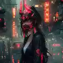 Cyberpunk Oni Mask Babe (Live Wallpaper)  screen for extension Chrome web store in OffiDocs Chromium