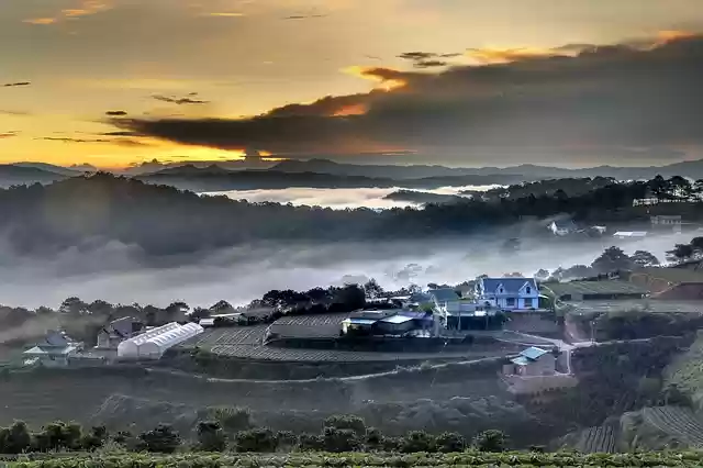 Free download da lat pretty cloud town dawn free picture to be edited with GIMP free online image editor