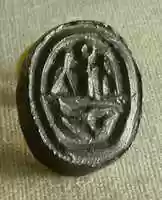 Free download Design amulet, Cow and Calf on the Back, Device showing Antithetical Falcons Flanking an Ankh Sign over a Crouching Lion free photo or picture to be edited with GIMP online image editor