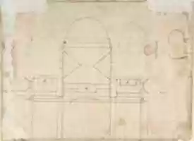Free download Design for a Cartouche (recto); Fragments of the Plan of a Building (Church?) (verso); two separate sheets glued back to back free photo or picture to be edited with GIMP online image editor