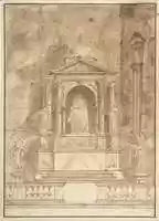 Free download Design for an Altar: Virgin and Child Flanked by Saints, Two Angels in the Left and Right Foreground free photo or picture to be edited with GIMP online image editor