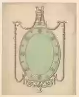 Free download Design for an Oval Mirror, Surmounted by an Urn and Draped with Neoclassic Swags free photo or picture to be edited with GIMP online image editor