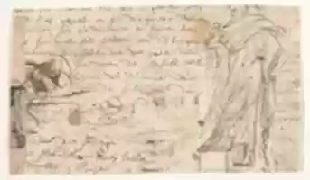 Free download Design for a sepulchral monument with a seated female figure; verso: Design for a statue of a standing male figure and fragment of a letter free photo or picture to be edited with GIMP online image editor