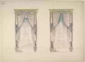 Free download Design for Pink, White and Blue Curtains with Blue Fringes, and Gold and Blue Pediments free photo or picture to be edited with GIMP online image editor