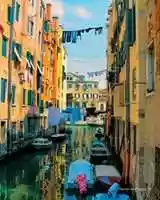 Free download Digital Cartoon of Moored Motorboats in Venice free photo or picture to be edited with GIMP online image editor