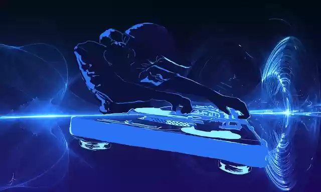 Free download dj blue twin decks music party free picture to be edited with GIMP free online image editor