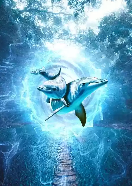 Free download Dolphin Blue Fantasy -  free photo or picture to be edited with GIMP online image editor