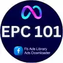 EPC 101 FB Library Ads Downloader  screen for extension Chrome web store in OffiDocs Chromium
