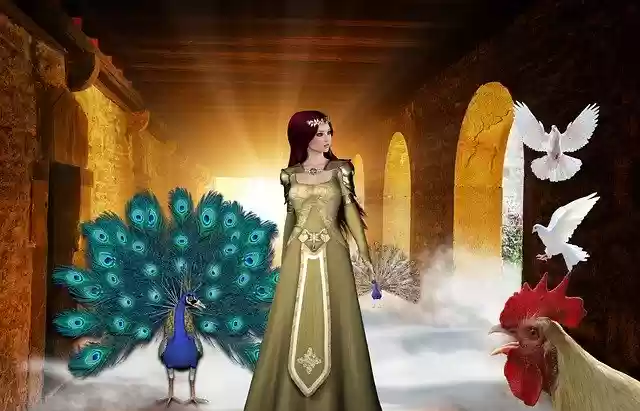 Free download Fantasy Princess Peacock Middle -  free illustration to be edited with GIMP free online image editor