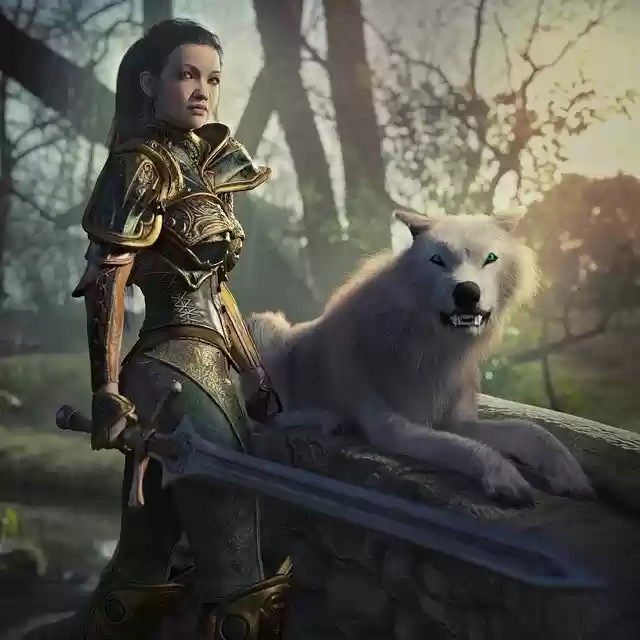 Free download fantasy warrior female wolf white free picture to be edited with GIMP free online image editor