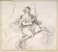 Free download Female Figure with Palm (?) Seated on Clouds free photo or picture to be edited with GIMP online image editor
