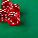 Five Transparent Red Dice on a Green Grass Background  screen for extension Chrome web store in OffiDocs Chromium