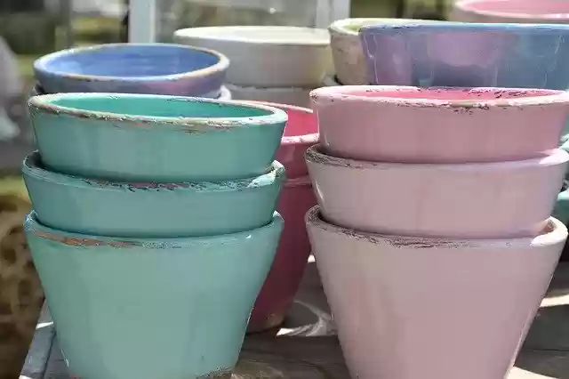 Free download Flower Pots Pink Turquoise -  free photo or picture to be edited with GIMP online image editor
