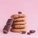 Four Chocolate Chip Cookies Stacked on a Pink Background  screen for extension Chrome web store in OffiDocs Chromium