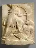 Free download Fragment of a marble grave stele of a warrior free photo or picture to be edited with GIMP online image editor