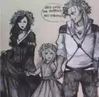 Free download Geralt of Rivia, Yennefer and young Ciri Fanart free photo or picture to be edited with GIMP online image editor