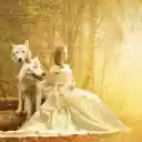 Girl and two wolves  screen for extension Chrome web store in OffiDocs Chromium