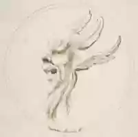 Free download Grotesque Winged and Bearded Head Looking to the Left within a Circle free photo or picture to be edited with GIMP online image editor