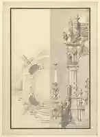 Free download Half Elevation and Half Ground Plan for a Catafalque for an Electress Palatine free photo or picture to be edited with GIMP online image editor