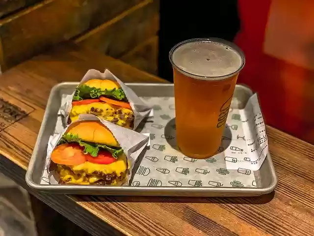 Free download Hamburger Beer Food -  free photo or picture to be edited with GIMP online image editor