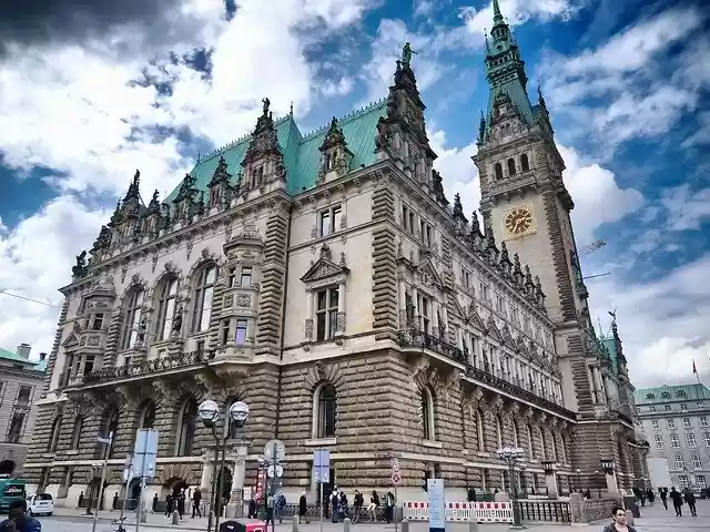 Free download Hamburg Town Hall Sky -  free photo or picture to be edited with GIMP online image editor