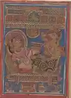 Free download Harinaigamesin Brings the Embryo to Queen Trisala: Folio from a Kalpasutra Manuscript free photo or picture to be edited with GIMP online image editor