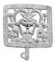 Free download Head of a pin: horned demon holding inverted lions free photo or picture to be edited with GIMP online image editor