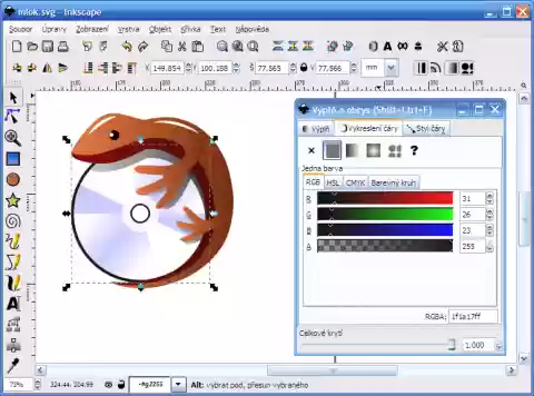 ภาพหน้าจอตัวแก้ไขกราฟิกเวกเตอร์ Inkscape