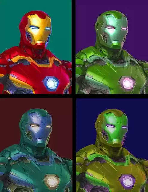 Free download Iron Man Pop Art Image Divided In -  free illustration to be edited with GIMP free online image editor