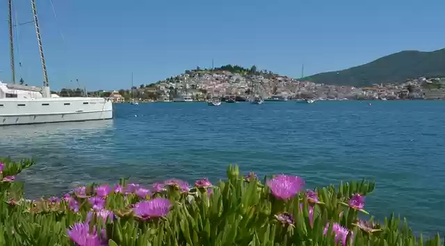Free download island sea greece blossom flowers free picture to be edited with GIMP free online image editor