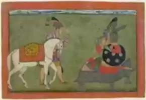 Free download Kalki Avatar, the Future Incarnation of Vishnu: Shiva and Parvati Playing Chaupar: Folio from a Rasamanjari Series free photo or picture to be edited with GIMP online image editor