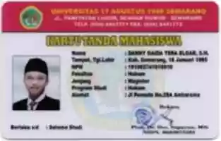 Free download KARTU TANDA MAHASISWA (KTM) UNIVERSITAS 17 AGUSTUS 1945 (UNTAG) SEMARANG | S2 free photo or picture to be edited with GIMP online image editor