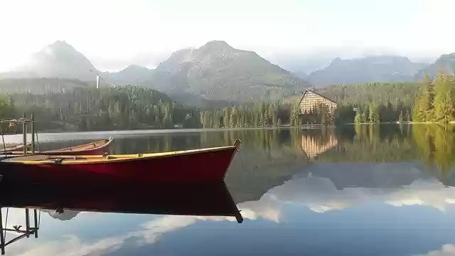 Free download Lake Boat Mountain -  free photo or picture to be edited with GIMP online image editor