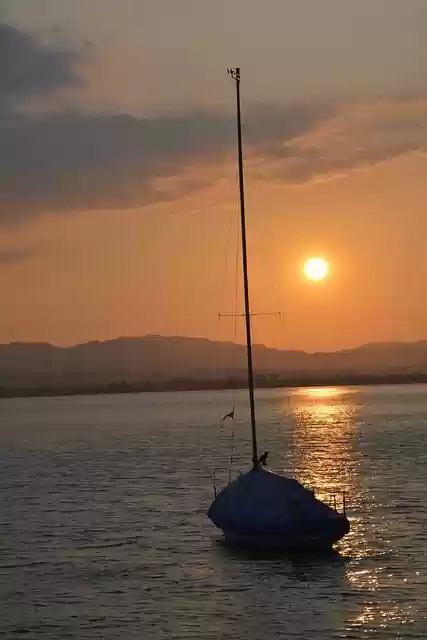 Free download lake boat sunset sun sunlight free picture to be edited with GIMP free online image editor